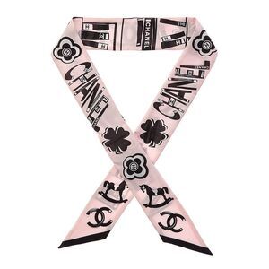 Chanel Silk Cc Logo Slim Bandeau Scarf (Authentic Pre-Loved)